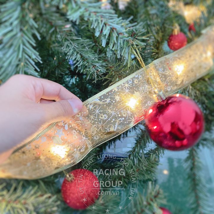 Ruy Băng Đèn Led Ruy Băng 10m 5m 1m Bản To 5cm Màu Vàng Trang Trí Cây Thông Noel Nhà Cửa Mùa Giáng Sinh