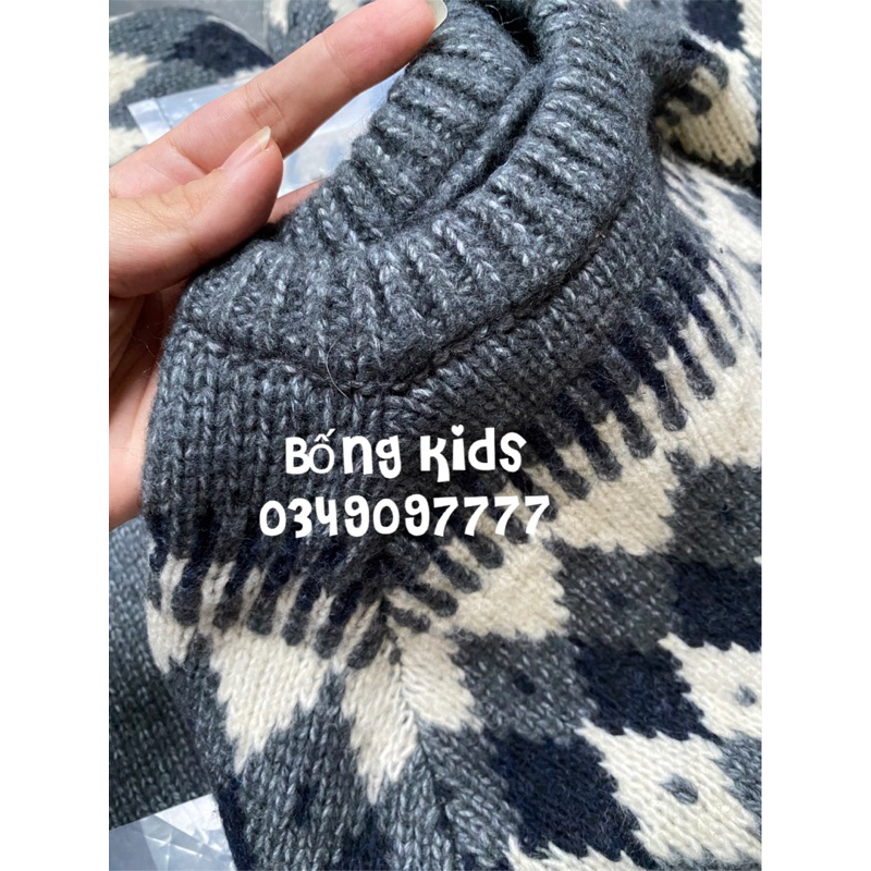 Áo Len Bé Trai & Bé Gái Thổ Cẩm Xám Ghi ZR