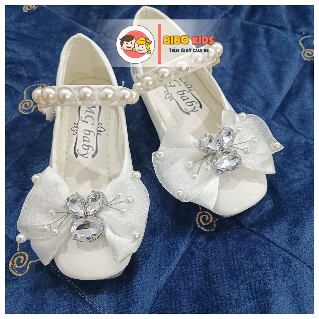 Giầy búp bê cho bé nơ thỏ ngọc màu trắng cho bé xinh yêu
