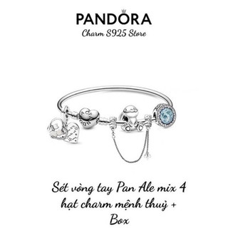 Combo bộ vòng tay pan ale mix 4 hạt charm bạc s925 thuần khiết hàng cao cấp