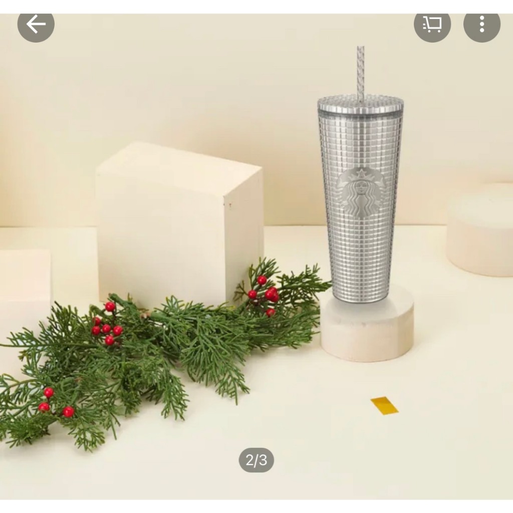 Ly Starbucks Cold Cup 24Oz  grid METALLIC sivel