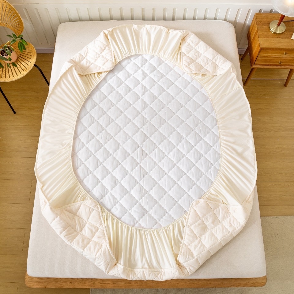 Bộ Ga Gối Cotton Thô Linen Trần Bông Dày Dặn,Trải Lên Giường Căng Phẳng Giảm Nhăn Xô Khi Nằm