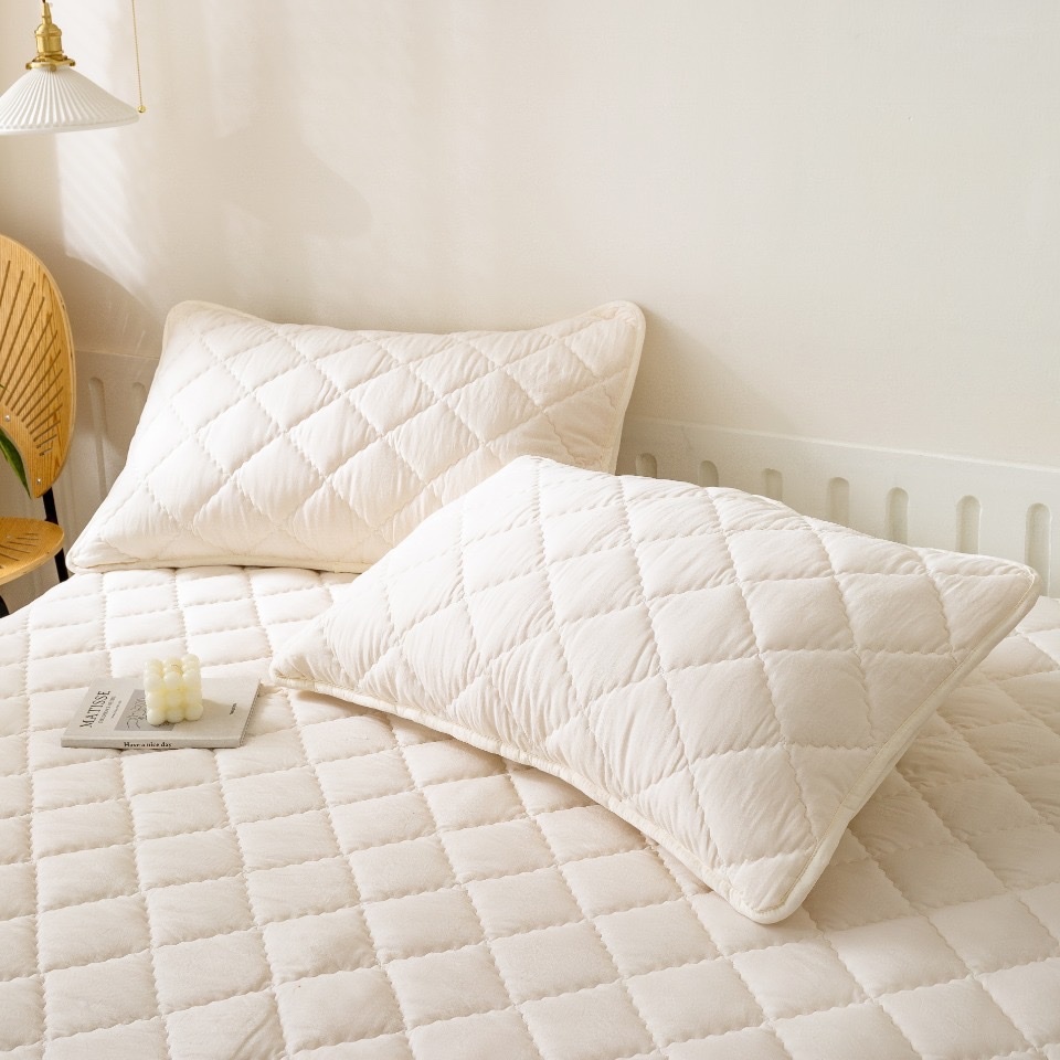 Bộ Ga Gối Cotton Thô Linen Trần Bông Dày Dặn,Trải Lên Giường Căng Phẳng Giảm Nhăn Xô Khi Nằm