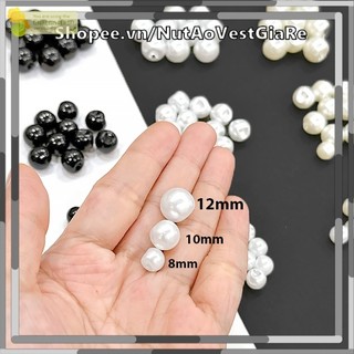 Set 50 nút áo ngọc trai hạt bẹt 8mm, 10mm, 12mm cúc áo nhựa giả ngọc trai st3