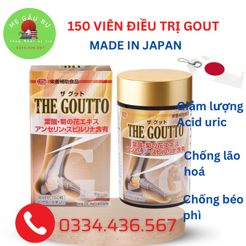 Hộp 150 viên THE GOUTTO giúp giảm gout, hạ lượng uric acid trong máu