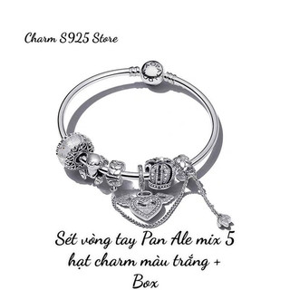 COMBO BỘ VÒNG TAY PAN ALE MIX 5 HẠT CHARM BẠC S925 THUẦN KHIẾT HÀNG CAO CẤP