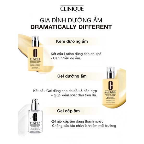 Kem và Gel dưỡng ẩm Clinique Dramatically Different Moisturizing Gel Lotion+ Jelly hàng công ty size 125ml