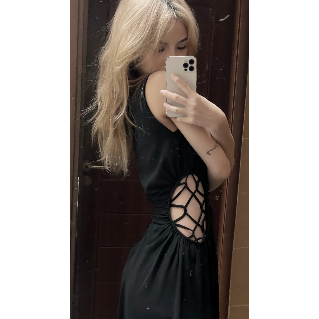 Đầm thắt dây hai bên eo dáng dài