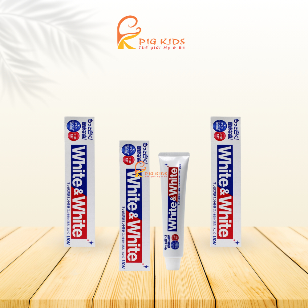 Kem đánh răng White & White Lion làm trắng răng , hơi thở thơm mát 150g Nhật Bản