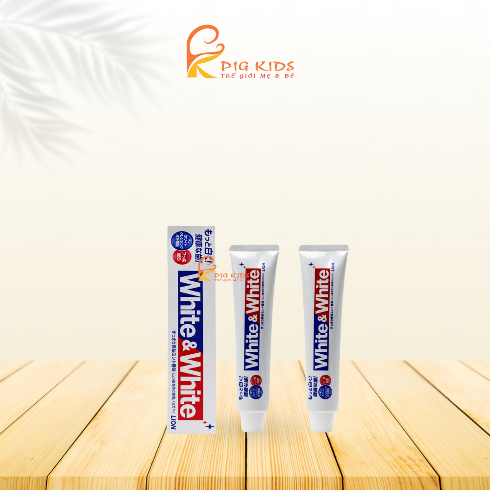 Kem đánh răng White & White Lion làm trắng răng , hơi thở thơm mát 150g Nhật Bản