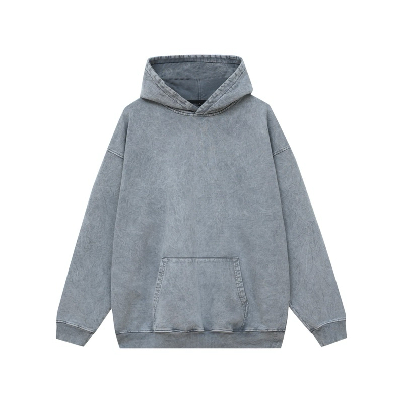 ÁO HOODIE WASH MÀU XÁM KHÓI By KEECAL [Áo Trơn]