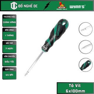 Tô vít, tua vít, tuốc nơ vít 2 đầu dẹp và đầu bake cán bọc cao su 6x100mm w3085a wynn's, hợp kim thép dùng tháo, lắp vít