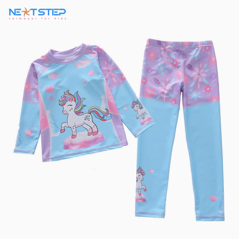 Đồ bơi bé gái, tay dài quần dài chống nắng, chất vải mềm mại, họa tiết Nàng tiên cá phù hợp cho bé từ 14kg – 34 kg