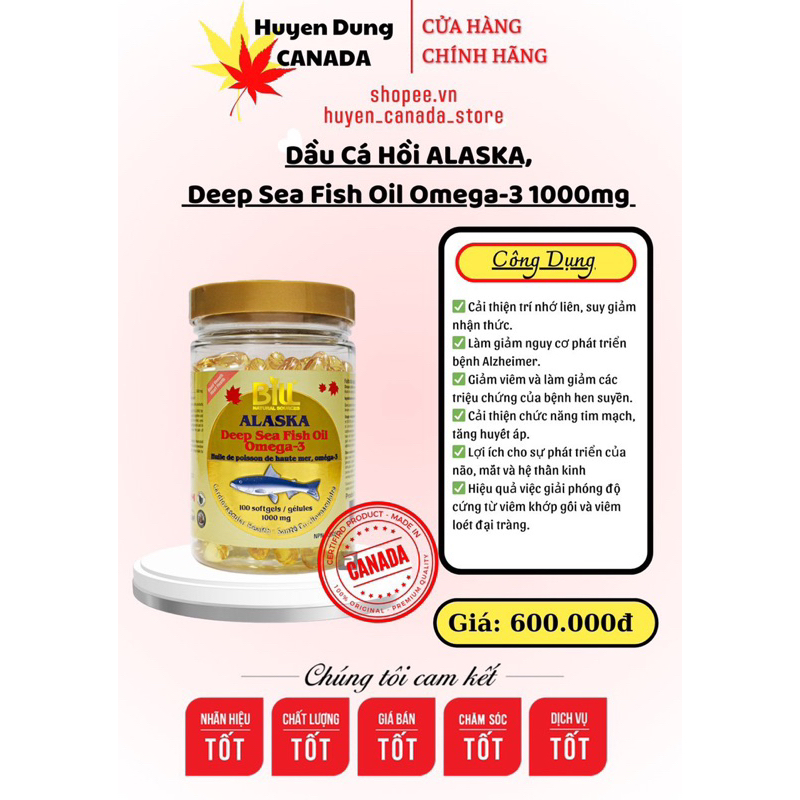 Dầu cá hồi Alaska Deep sea fish oil Omega3 Bill Natural