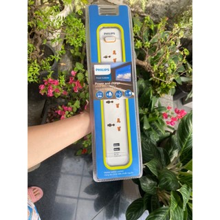 Ổ cắm điện 3 chấu 2 cổng usb philips spn6248wb/74
