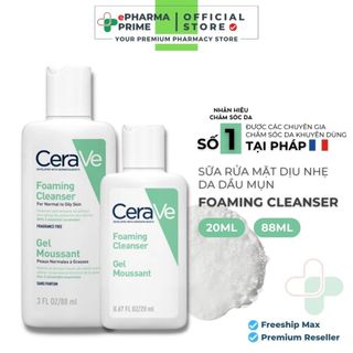 Sữa rửa mặt cerave foaming cleanser sạch sâu cho da dầu, da nhạy cảm 20ml, 88ml