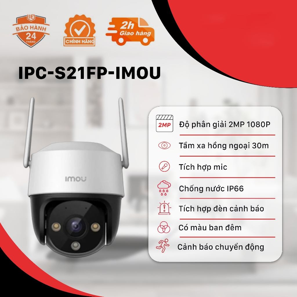 Camera IP Wifi ngoài trời IMOU S21FP/S41FP 1080P 2K 2MP 4MP Có Míc , Có Màu Đêm, Xoay 360 Độ - Bảo Hành 24 Tháng