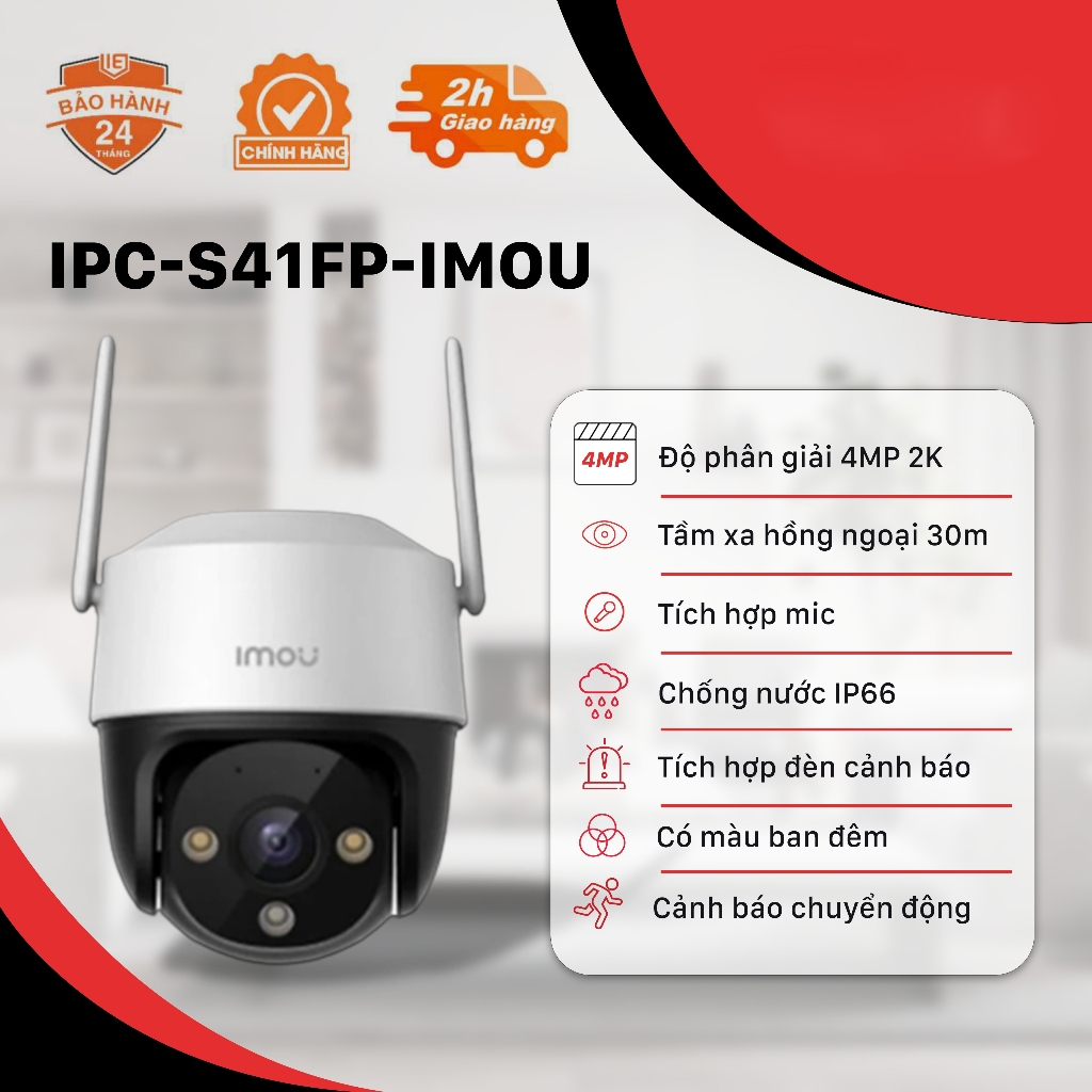 Camera IP Wifi ngoài trời IMOU S21FP/S41FP 1080P 2K 2MP 4MP Có Míc , Có Màu Đêm, Xoay 360 Độ - Bảo Hành 24 Tháng