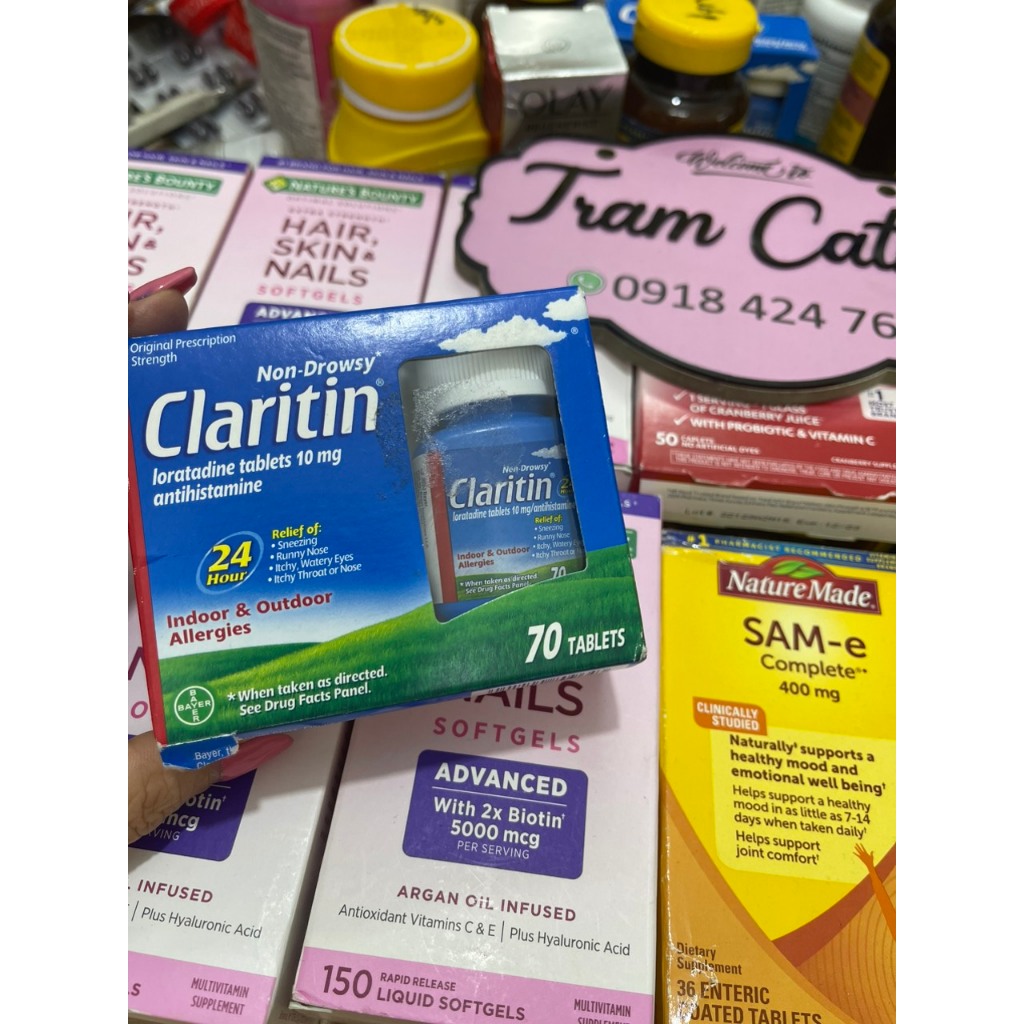 Claritin 24 Hour Allergy, Non-Drows 70 VIÊN vỏ xấu