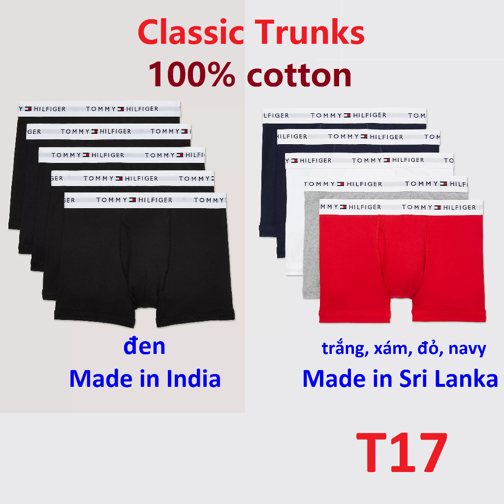 Chính hãng Mỹ - T17 S,M,L Quần lót nam 𝗧𝗼𝗺𝗺𝘆 𝗛𝗶𝗹𝗳𝗶𝗴𝗲𝗿 Classic Trunks / Boxer