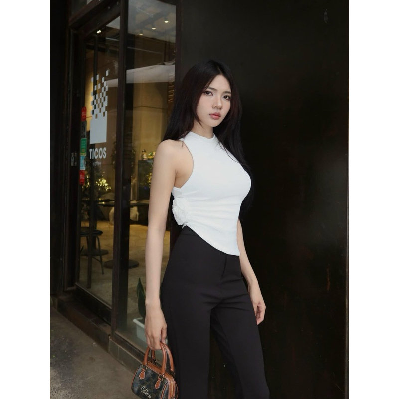 SET GỒM ÁO SÁT NÁCH ĐÍNH HOA + QUẦN ỐNG LOE