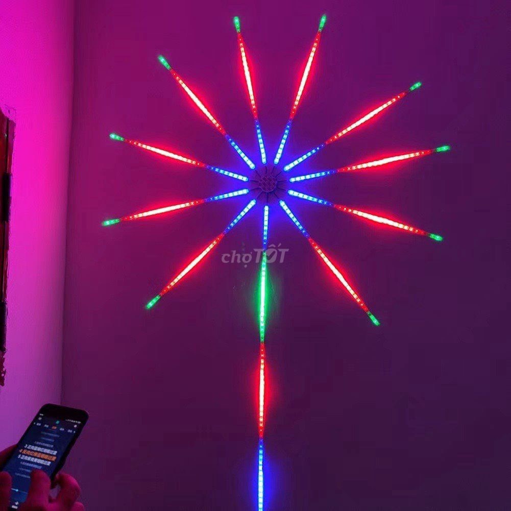 Đèn led pháo hoa rgbtia dài 50cm, dây đèn led pháo hoa cảm biến âm thanh