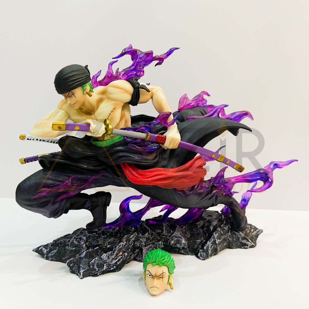 Mô hình Zoro, One Piece, 2 đầu thay thế, cao 21cm