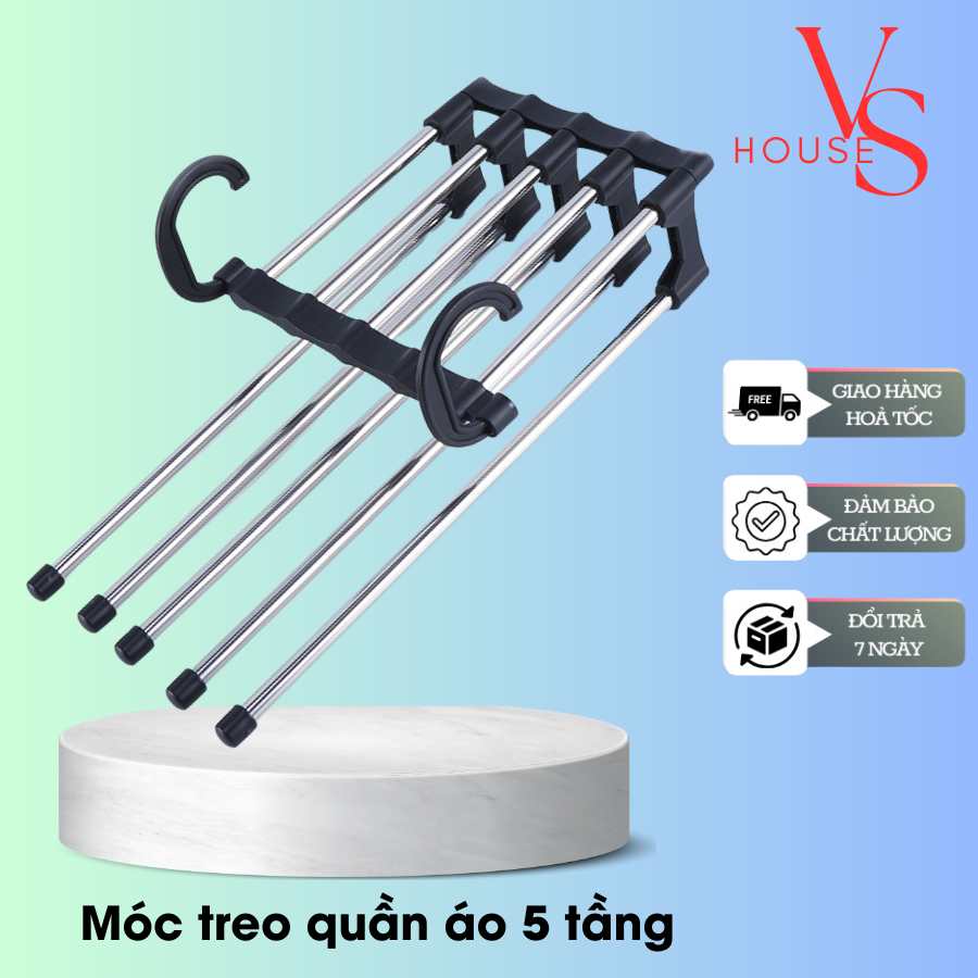 Móc treo quần áo 5 tầng tiện ích, giá treo đồ đa năng thông minh gấp gọn tiết kiệm diện tích VS HOUSE