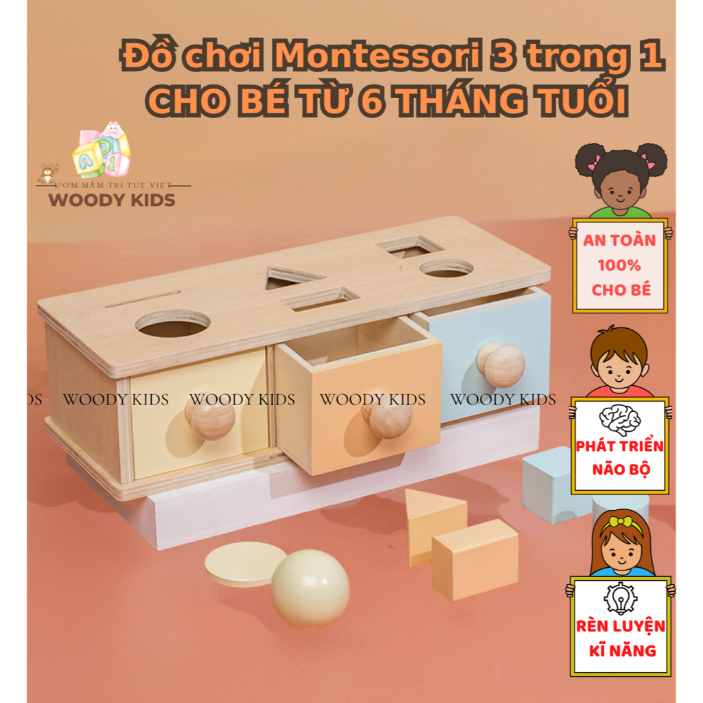 Đồ Chơi Thả Hình Khối❗️Hoả Tốc HCM❗️Đồ Chơi Thông Minh Cho Bé Từ 6 Tháng-Giáo Dục Montessori Phát Triển Trí Tuệ