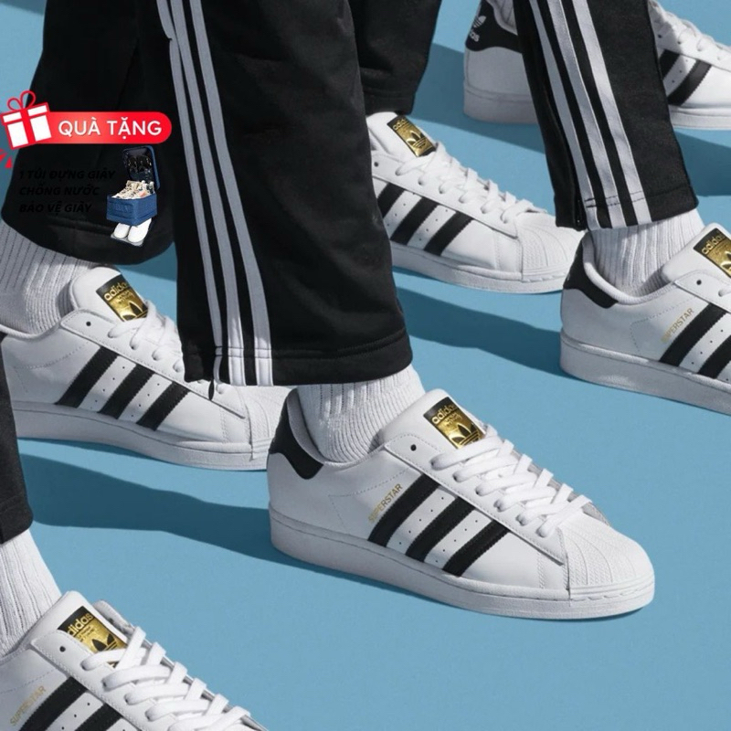 Giày thể thao_ Adidas Superstar 3 sọc đen trắng mũi sò tem vàng  chuẩn hàng  oder full phụ kiện