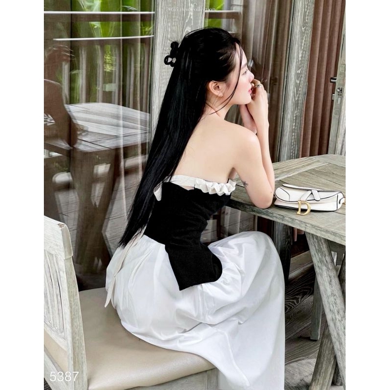 Set áo nhung+ chân váy xoè 2 màu đen- đỏ