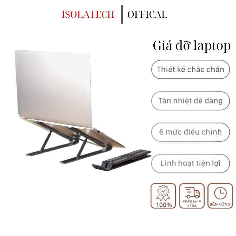 Giá Đỡ Tản Nhiệt Prami Cho Máy Tính Xách Tay Laptop Làm Bằng Chất Liệu Nhôm Có Thể Gấp Gọn thangnguyekenzshop