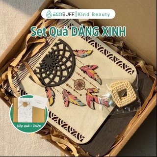 Quà tặng Handmade Ecobuff Giftset - Set quà Dáng Xinh vintage tặng bạn gái gồm Túi xách, khuyên tai và thiệp