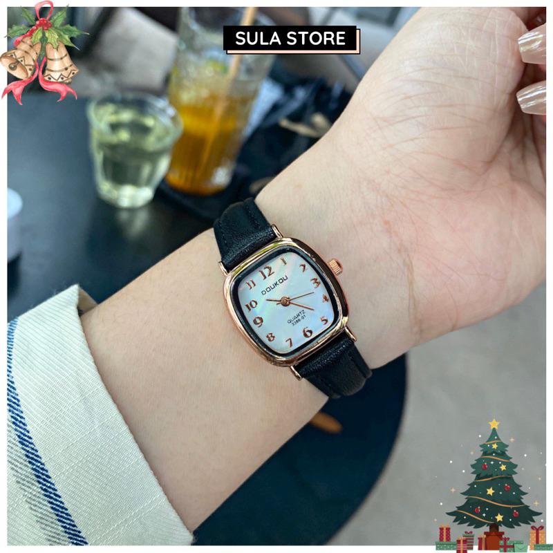 Đồng hồ nữ đeo tay mặt vuông nhỏ SULASME dây da đẹp phong cách vintage