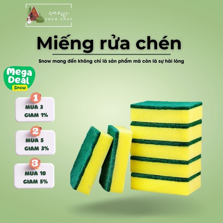 Miếng Bọt Biển Rửa Chén Bát, Xoong Nồi Màu Xanh Vàng Tiện Lợi Cho Nhà Bếp