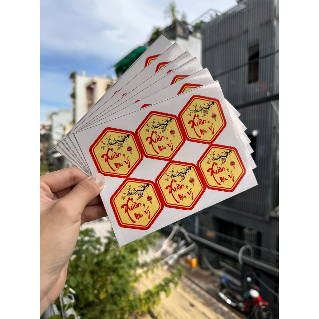 100 tem Tết -  Lục giác 4X5CM