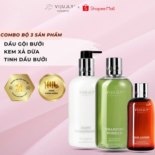 Combo bộ 3 sản phẩm: dầu gội bưởi , dầu xả dừa và tinh dầu xịt bưởi vijully cao cấp