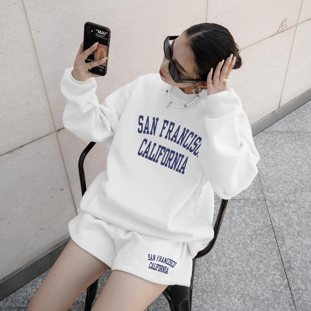 Set nỉ nữ quần ngắn, Bộ nỉ thu đông cao cấp, Form đẹp chất nỉ chân cua cao cấp mềm mịn - 617