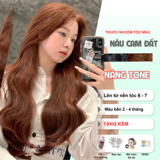 Thuốc nhuộm tóc, Thuốc nhuộm tóc màu Nâu Cam Đất, Merry Hair, tặng kèm oxy trợ dưỡng và bao tay