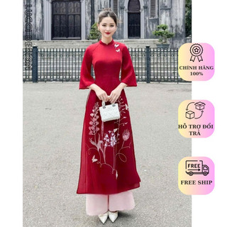Bộ sưu tập các mẫu áo dài đỏ tết, cách tân 4 tà, tơ thêu hoa, áo dài đỏ tết 2024