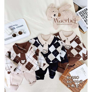Set 3 chi tiết áo cadigan+ áo polo+ quần len style Hàn hàng QC