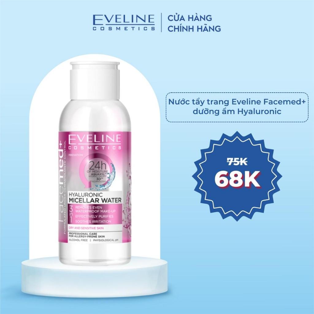 Nước tẩy trang Eveline Facemed+ dưỡng ẩm da Hyaluronic 100ML