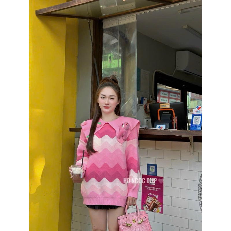 Áo Len Gấu Dâu hàng Quảng Châu cao cấp cho nữ người lớn