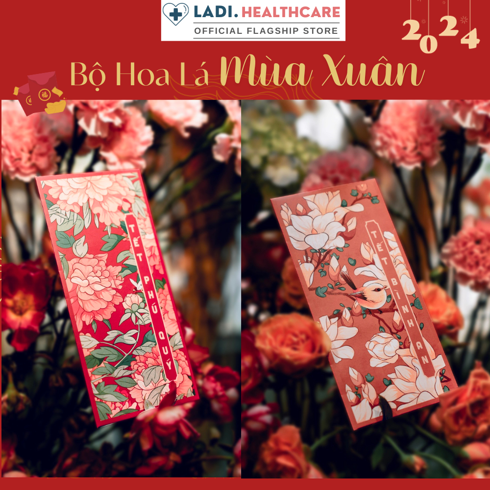 Bao lì xì tết 2024  lì xì hoa lá 2024 tết Quý Mão giấy C150 cán màn cao cấp