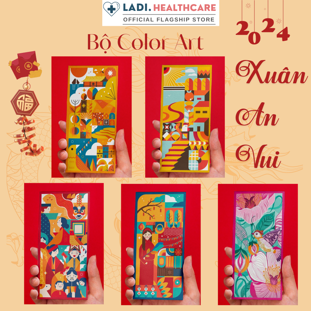 Bao lì xì tết 2024  lì xì hoa lá 2024 tết Quý Mão giấy C150 cán màn cao cấp