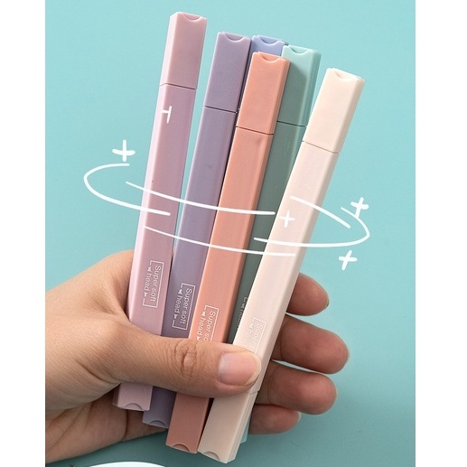 Set 6 Bút nhớ dòng dấu dòng dạ quang highlight thân vuông màu Pastel CY-505