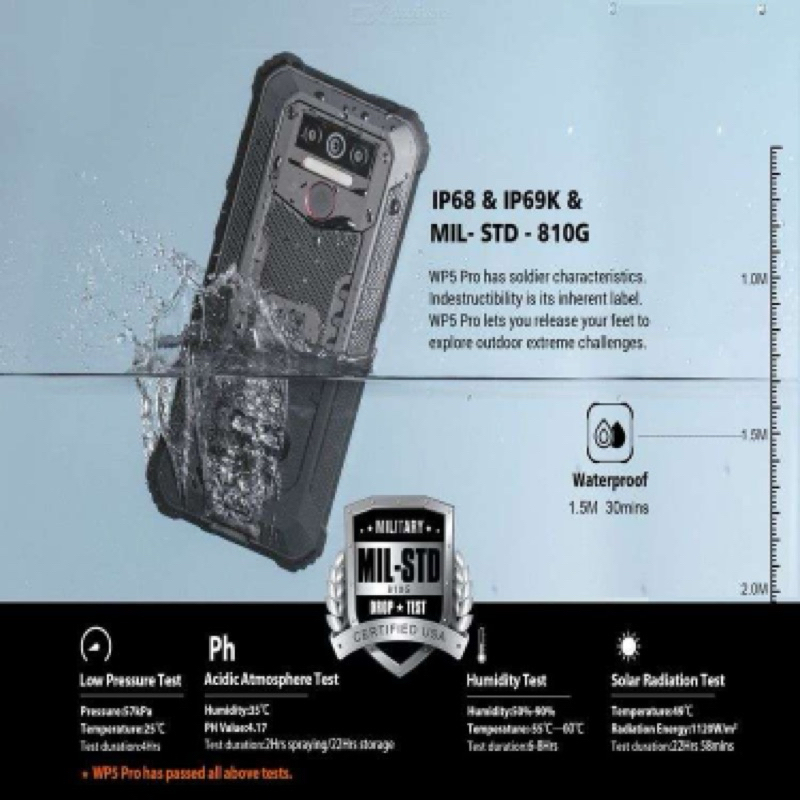 Oukitel WP5 PRO 5,45 inch 4 + 64G 6762D 1,8ghz,4G chống nước 4GB + 64GB Android 10.0 với 4 camera Pin 8000mAh