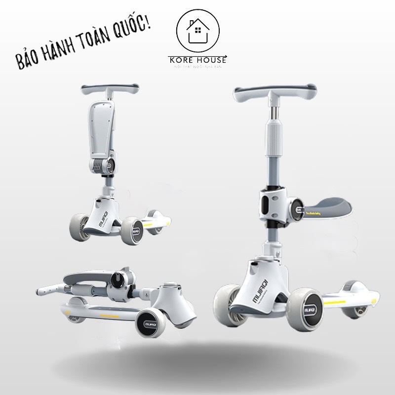 Xe trượt scooter hàng cao cấp Dumitu, 4 in1 thay đổi kiểu dáng xe linh hoạt, chịu lực 100kg, xe nhạc phát sáng.