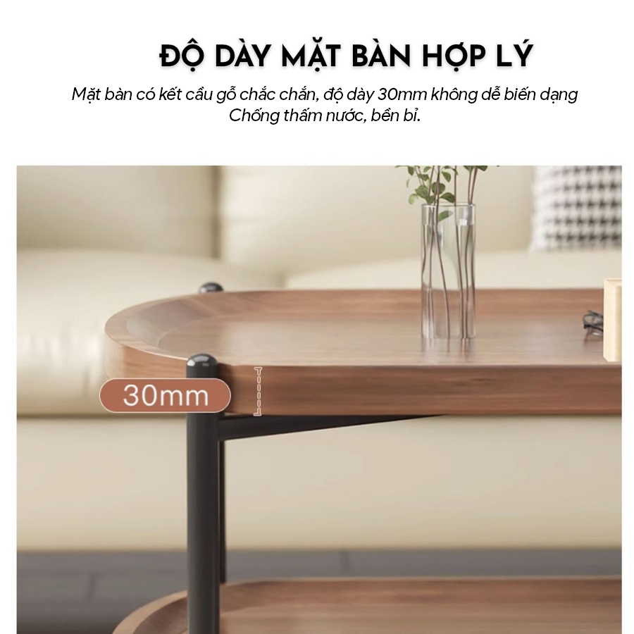 Bàn Gỗ 2 Tầng Decor Phòng Khách Vintage Gỗ Thật Bo góc Sang Chảnh