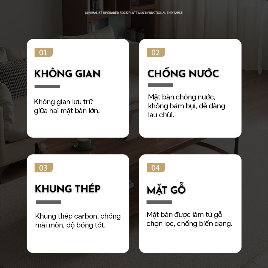 Bàn Gỗ 2 Tầng Decor Phòng Khách Vintage Gỗ Thật Bo góc Sang Chảnh